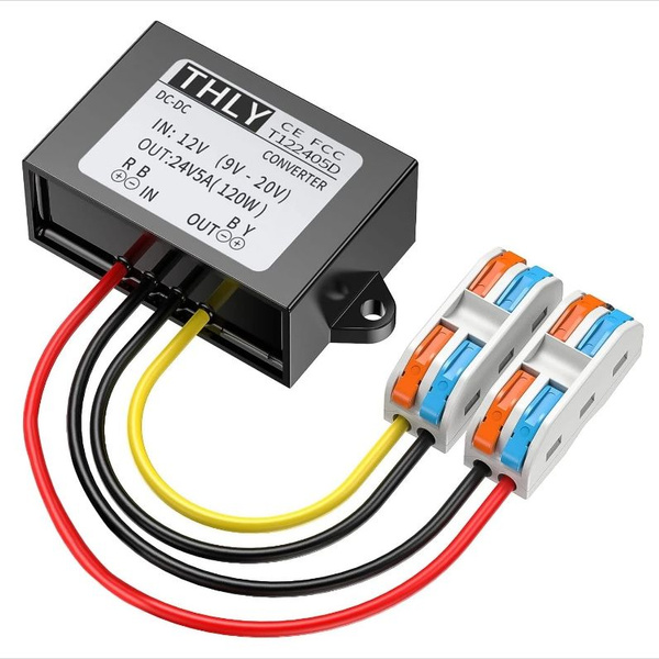 повышающий напряжения преобразователь DC 12В до 24В 5A 120W с клеммной ...