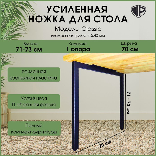 Ножки для стола Classic 71х70 см. Опора мебельная регулируемая черная ...