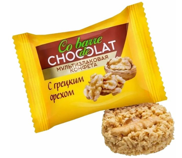 Конфеты Cо Barre de Chocolat мультизлаковые с белой глазурью и грецким ...