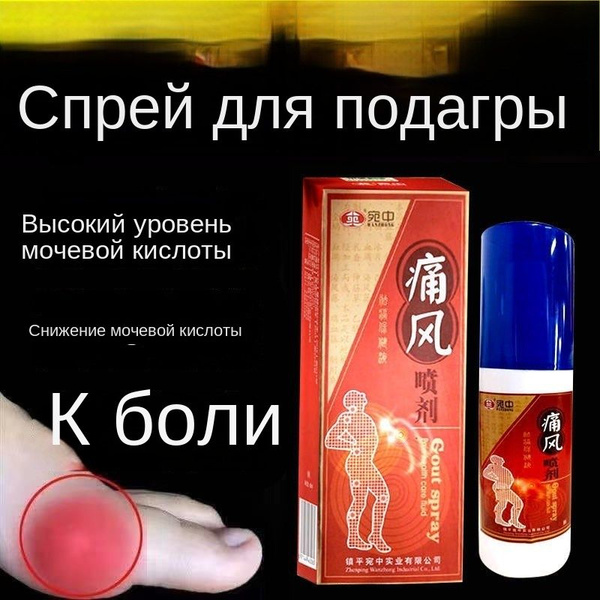 Спрей от подагры, уменьшает отек, эффективно снимает боль в коленях и ...