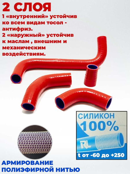 Патрубки радиатора 2105 (алюминиевый радиатор) (с хомутами) Прамо