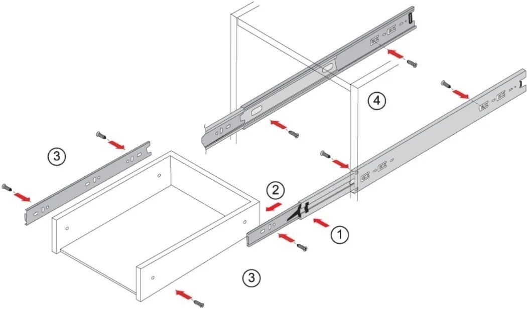 Как правильно прикрутить направляющие для выдвижных ящиков в комоде