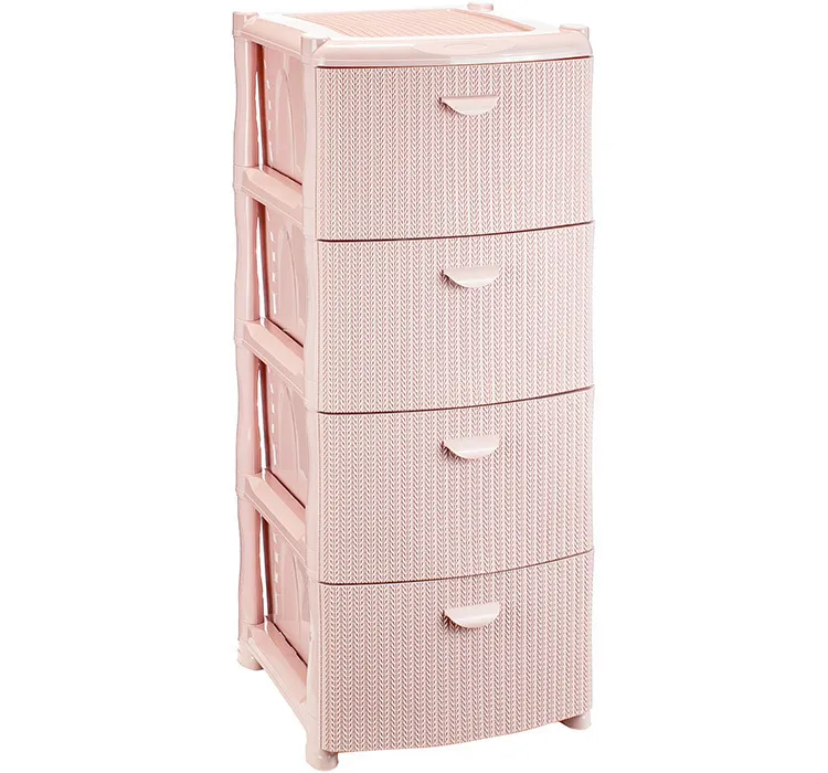Комод пластиковый с ящиками для ванной или одежды в спальне IDEA М 2817 ВЯЗАНИЕ (4 секции) (Чайная роза) #1