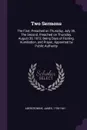 Two Sermons. The First, Preached on Thursday, July 30, The Second, Preached on Thursday, August 20, 1812, Being Days of Fasting, Humiliation, and Prayer, Appointed by Public Authority - James Abercrombie