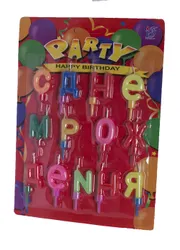 Набор разноцветных парафиновых свечек для торта "С Днем Рождения". Безвредны для здоровья, даже если расплавленный воск  ...