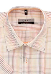 Сорочка мужская короткий рукав бренда GREG. Приталенный силуэт / Slim fit. Ворот:   ...
