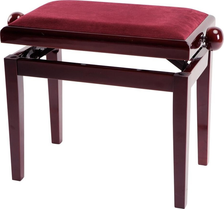 фото GEWA Piano Bench Deluxe Mahogany Highgloss 130060 - банкетка красное дерево глянцевая прямые ножки верх бордо