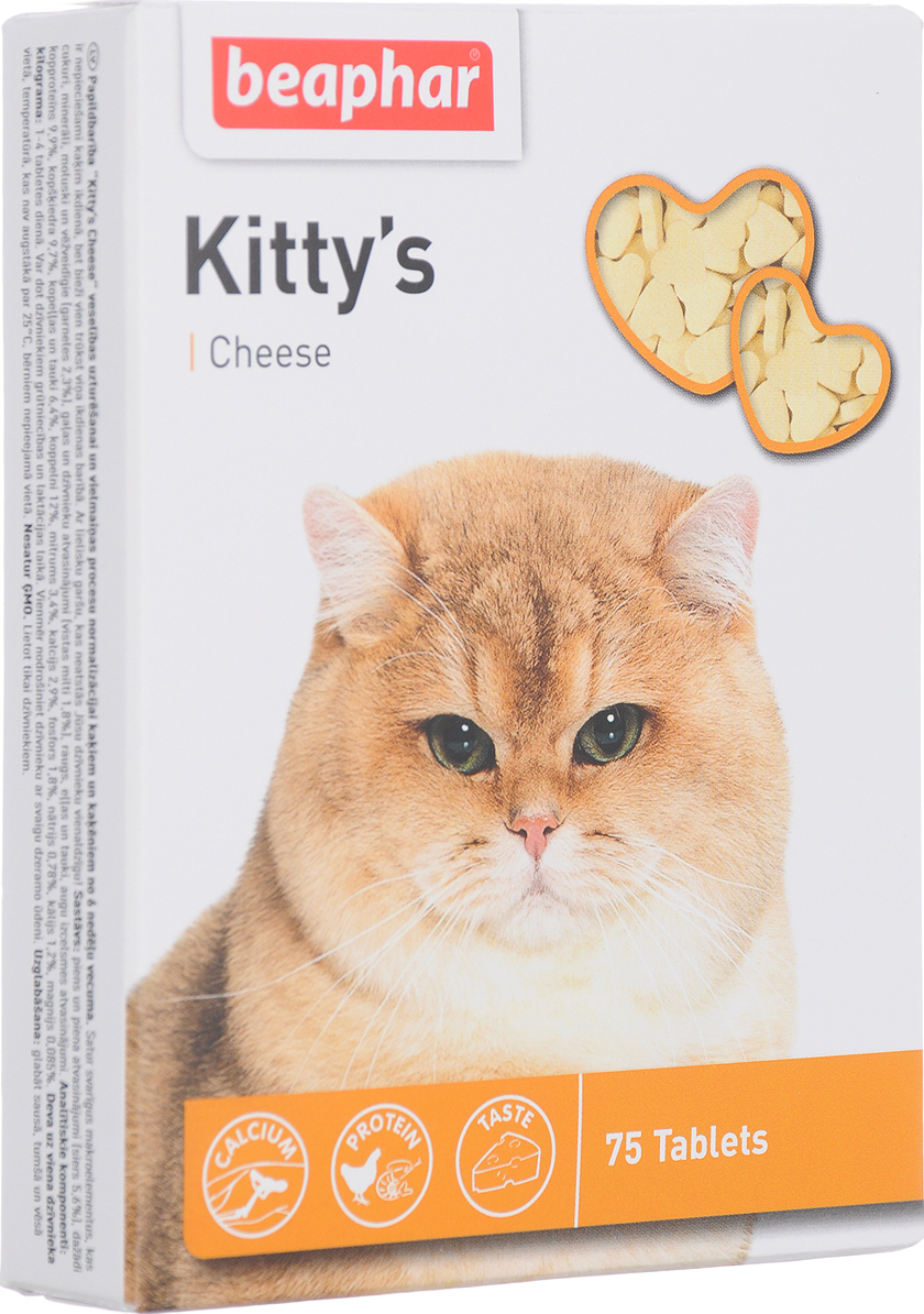 фото Лакомство витаминизированное для кошек Beaphar "Kitty's Cheese", с сыром, 75 таблеток