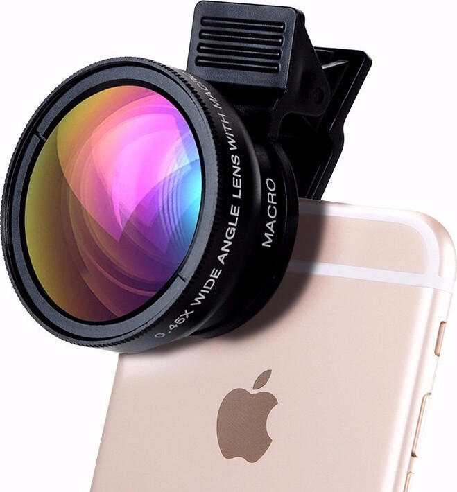 фото Объектив для телефона 2 в 1 Phone Lens макросъемка + рыбий глаз, черный