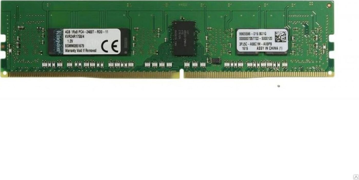 фото Оперативная память Kingston 4GB DDR4 2400 RDIMM Server Memory KVR24R17S8/4 ECC, Reg, CL17, 1.2V, SRx8