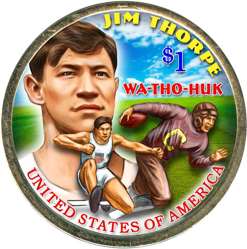 Монета США Сакагавея Джим Торп. Джим Торп монета. Фото 1 доллар Сакагавеи Джим Торп. 1 доллар 2018