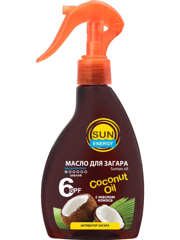 "Sun Energy" Масло для загара Кокос SPF6 "Coconut oil", 200 мл — купить ...