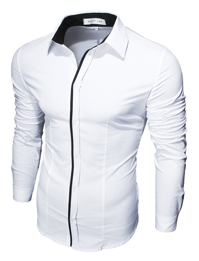 Белая рубашка мужская приталенная