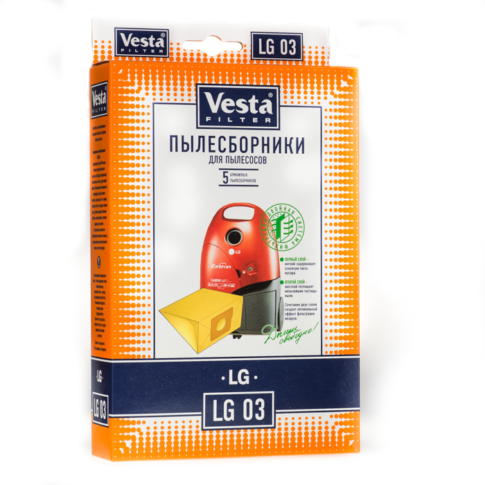 мешкипылесборники vesta filter lg 03 для пылесосов lg, 5 шт.