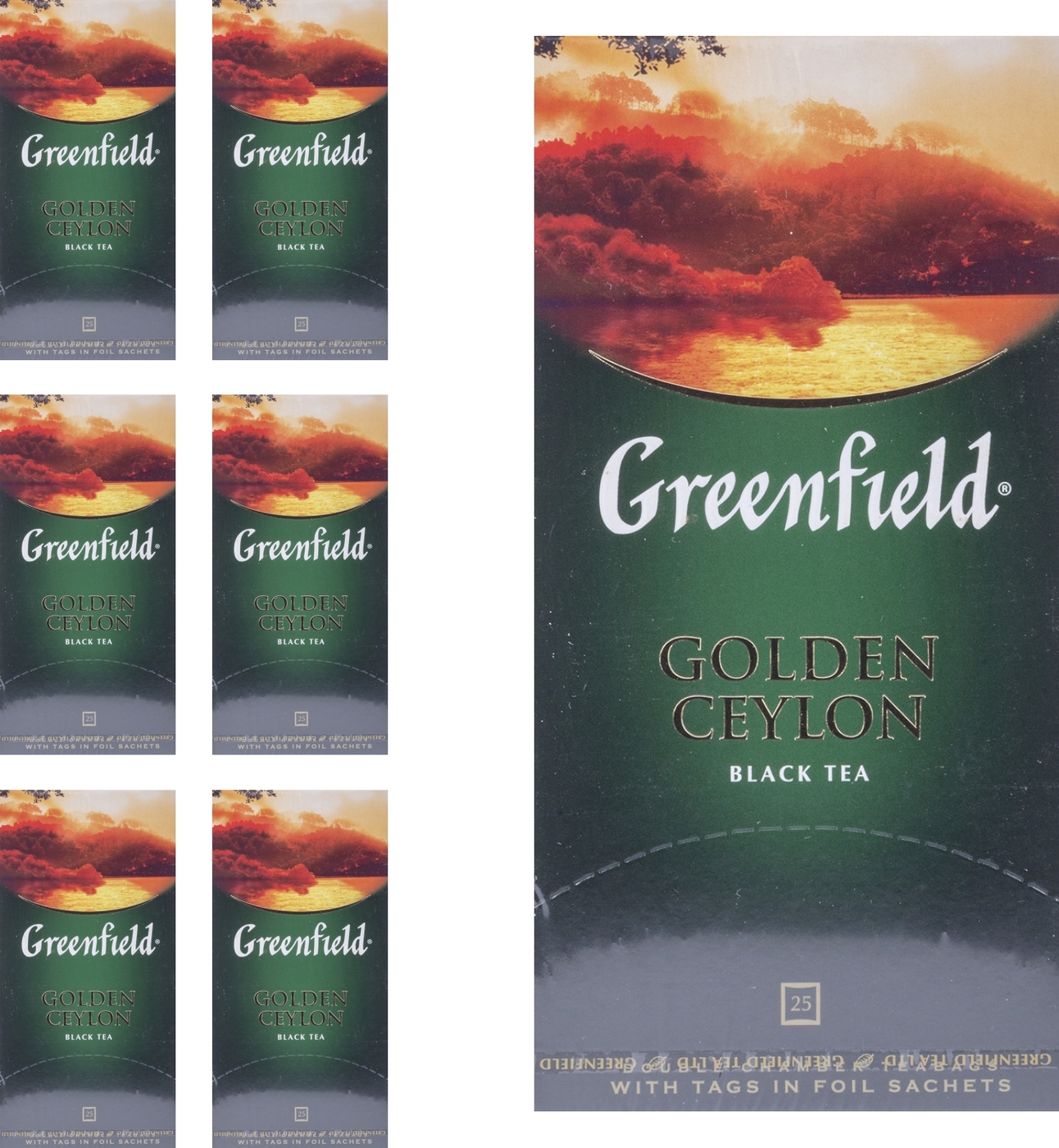 Чай Greenfield Golden Ceylon black tea 25 шт x 2 г (комплект из 6 шт