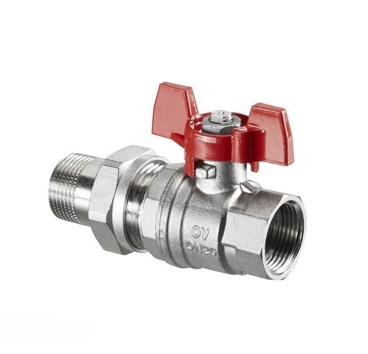 Oventrop Кран шаровый с американкой 1 1/4 Optibal маховик из алюминия ...