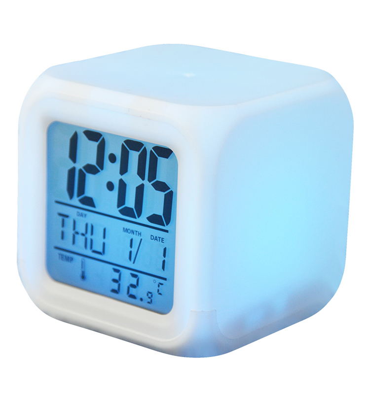 Часы-будильник, метеостанция с переливающейся подсветкой  по .
