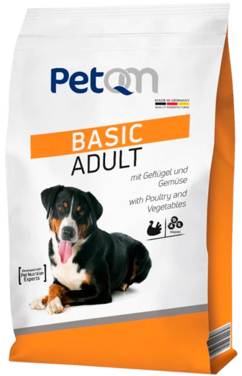Сухой корм PETQM BASIC DOG ADULT WITH POULTRY & VEGETABLES для взрослых ...