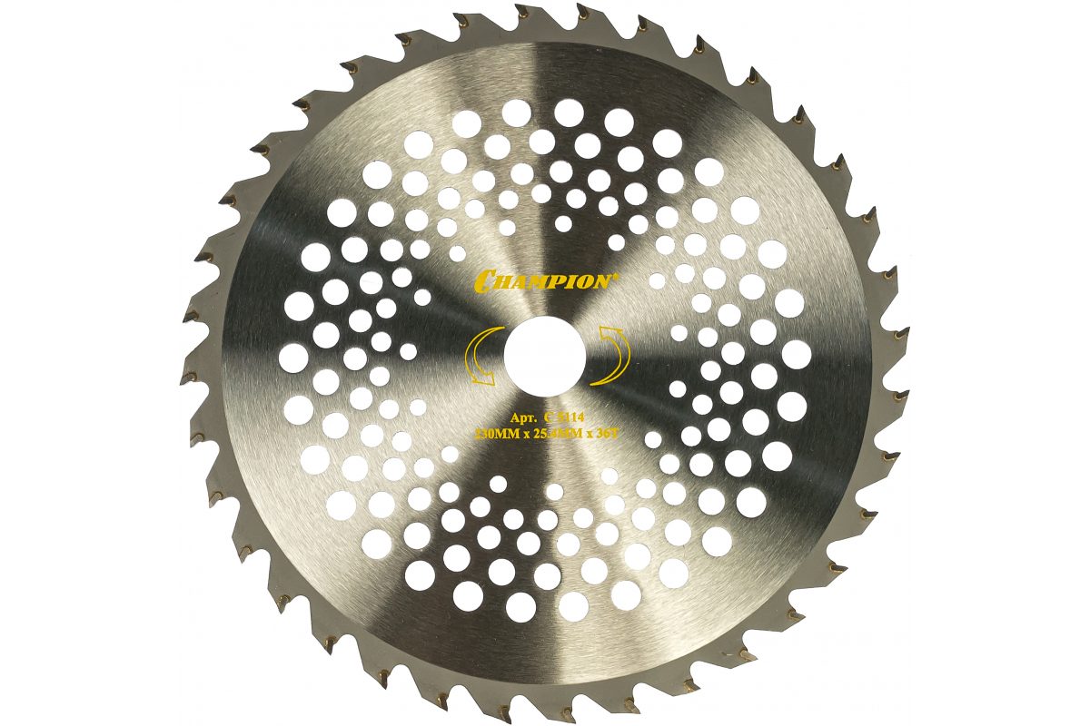 Диск для косилки. Диск для триммера из твердого сплава Arsenal 230*25,4*36т. Полотно с зубцами из твердого сплава 36/230/25,4. Нож Champion c5109. Нож Champion 36 зубчатый d=230*25.4mm твердосплавные зубцы c5122.