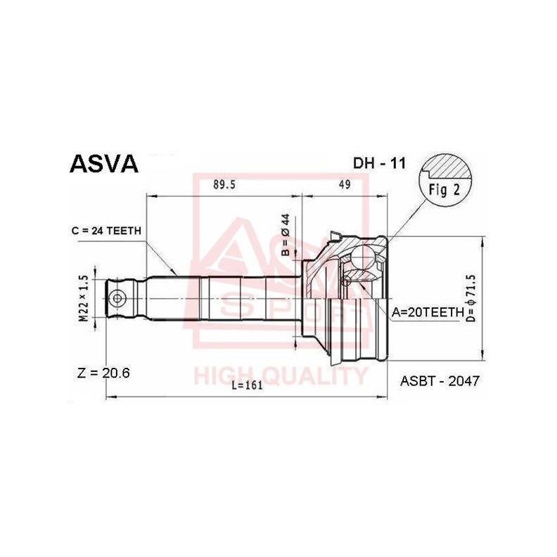 ASVA ШРУС наружный, арт. DH11