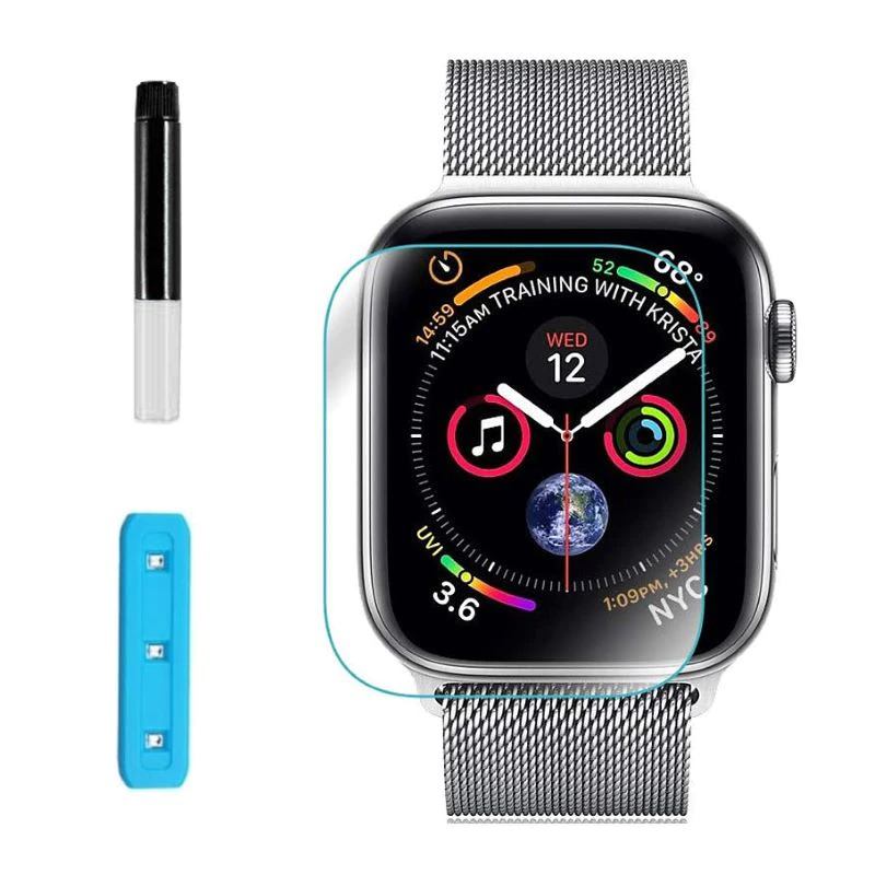 Apple watch уф. Смарт часы Sunrise f20 White. Защитное стекло для Apple watch 44mm. Apple watch 8 41mm защитное стекло. Защитное стекло UV для Apple watch.