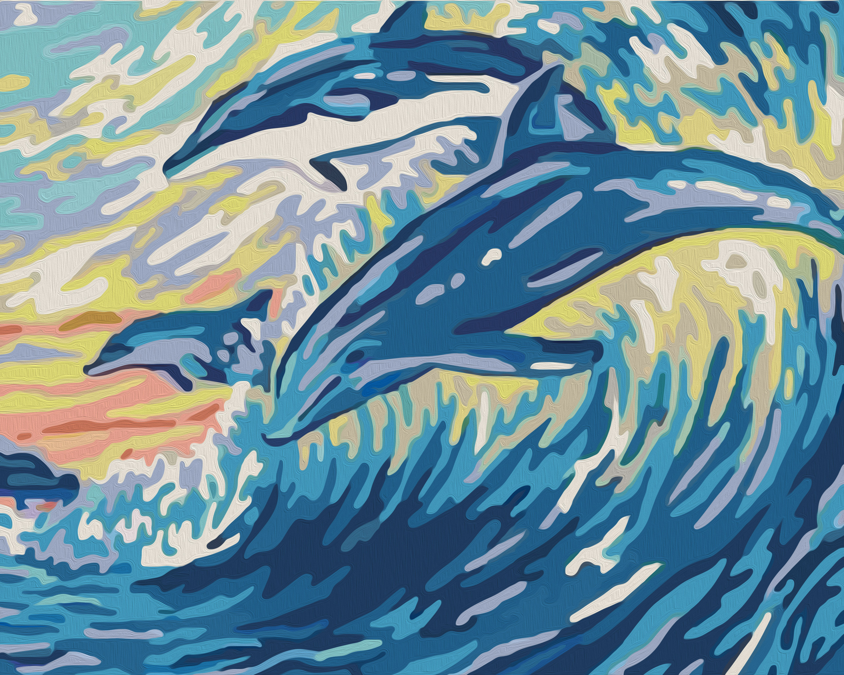 Картина по номерам дельфины на волне
