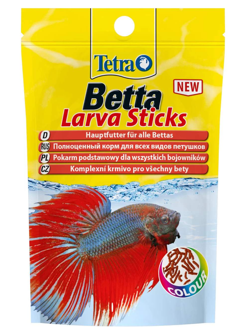 TetraBetta LarvaSticks корм в форме мотыля для петушков и других  лабиринтовых рыб 5г (sachet)