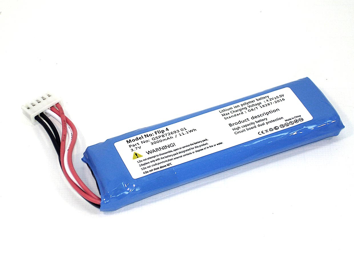 Аккумулятор для портативной колонки (акустики) JBL Flip 4 (GSP872693 01) 3000mAh 3.7V Li-polymer