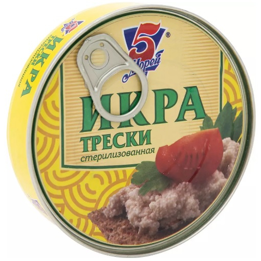 Икра трески стерилизованная 160г. 5 Морей — купить в интернет-магазине ...