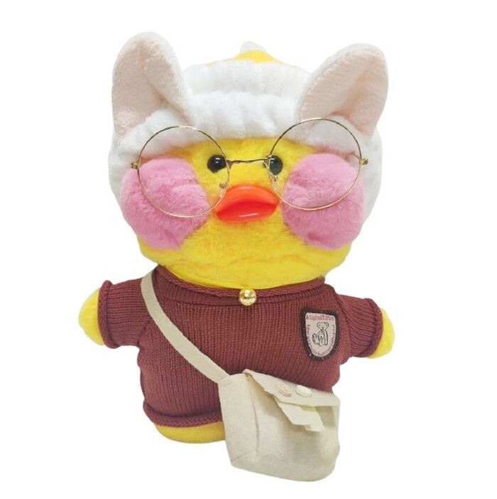 Утка мягкая игрушка / Плюшевая уточка lalafanfan duck / Утенок в очках ...