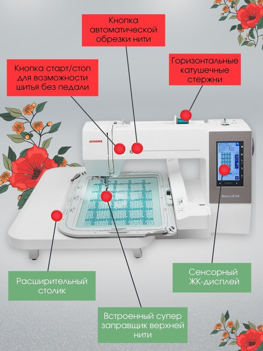 Вышивальная машина Janome Memory Craft 550E (Limited Edition) - купить с  доставкой по выгодным ценам в интернет-магазине OZON (1501949606)