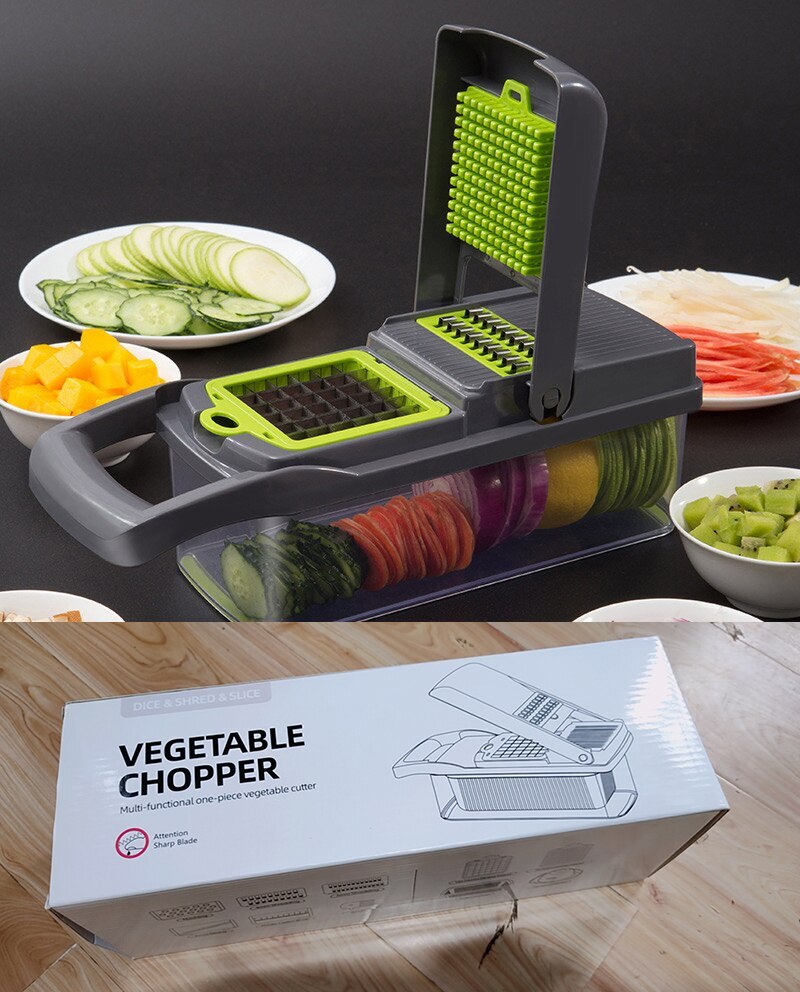 Multifunctional vegetable cutter. Box Grater