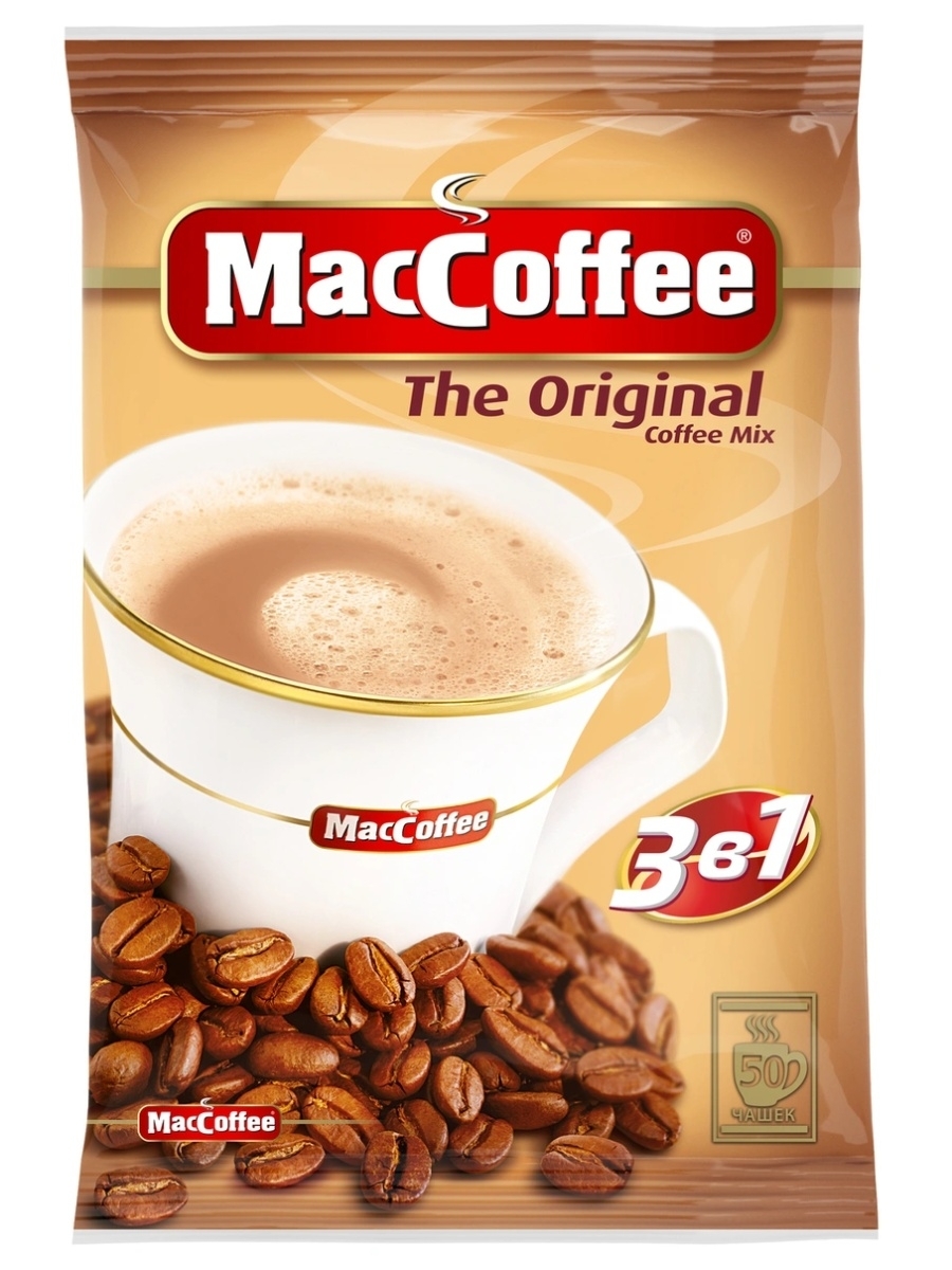 НапитоккофейныйрастворимыйMacCoffeetheOriginal3в1.,50пакетиковпо20гр