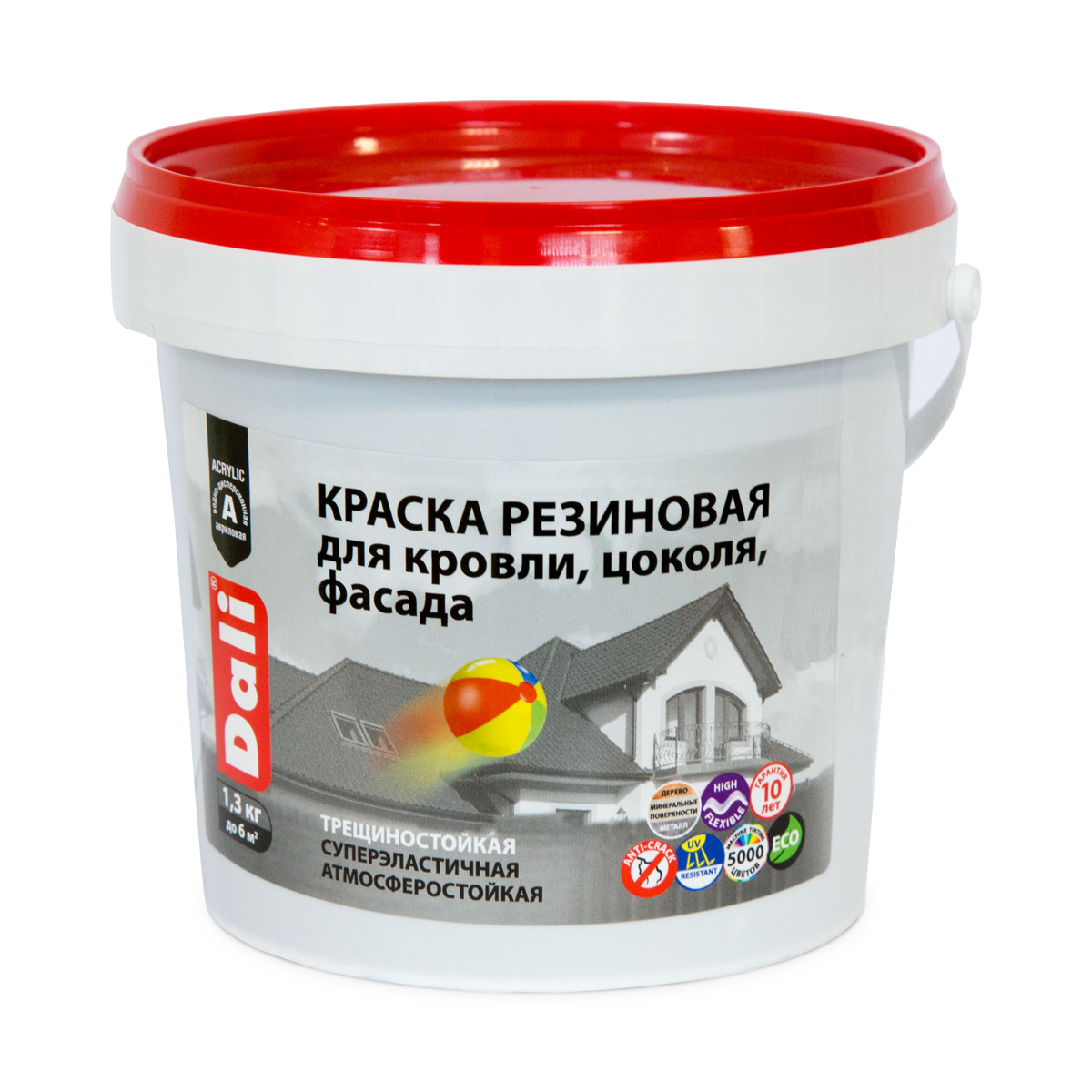 Краска резиновая dali для кровли цоколя фасада база а 3кг