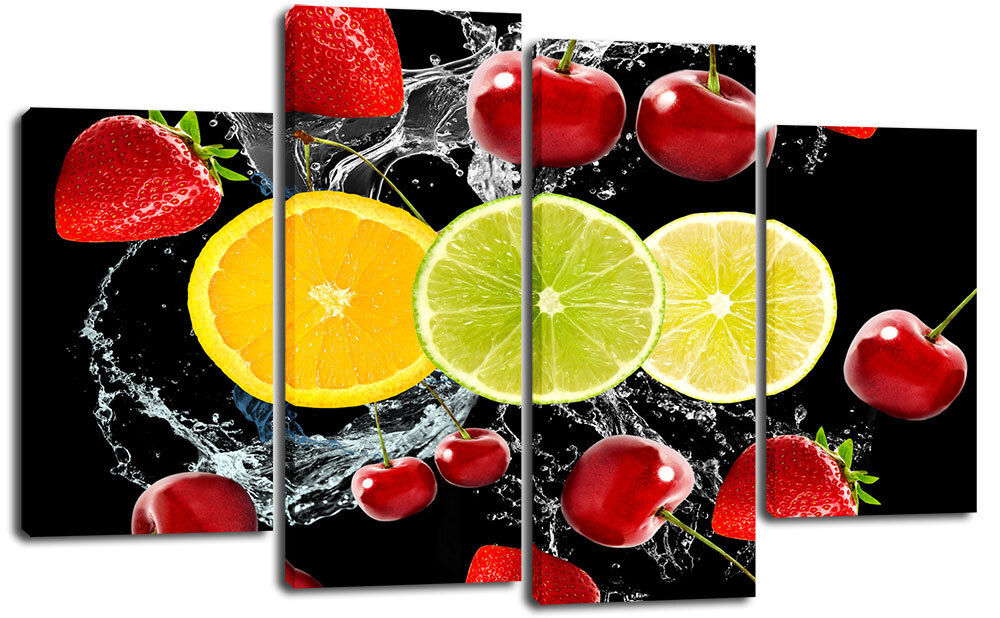 Модульная картина фрукты. Модульные картины фрукты на кухню. Модульные картины для кухни из 3 частей. Картины на баннерной ткани для кафе.