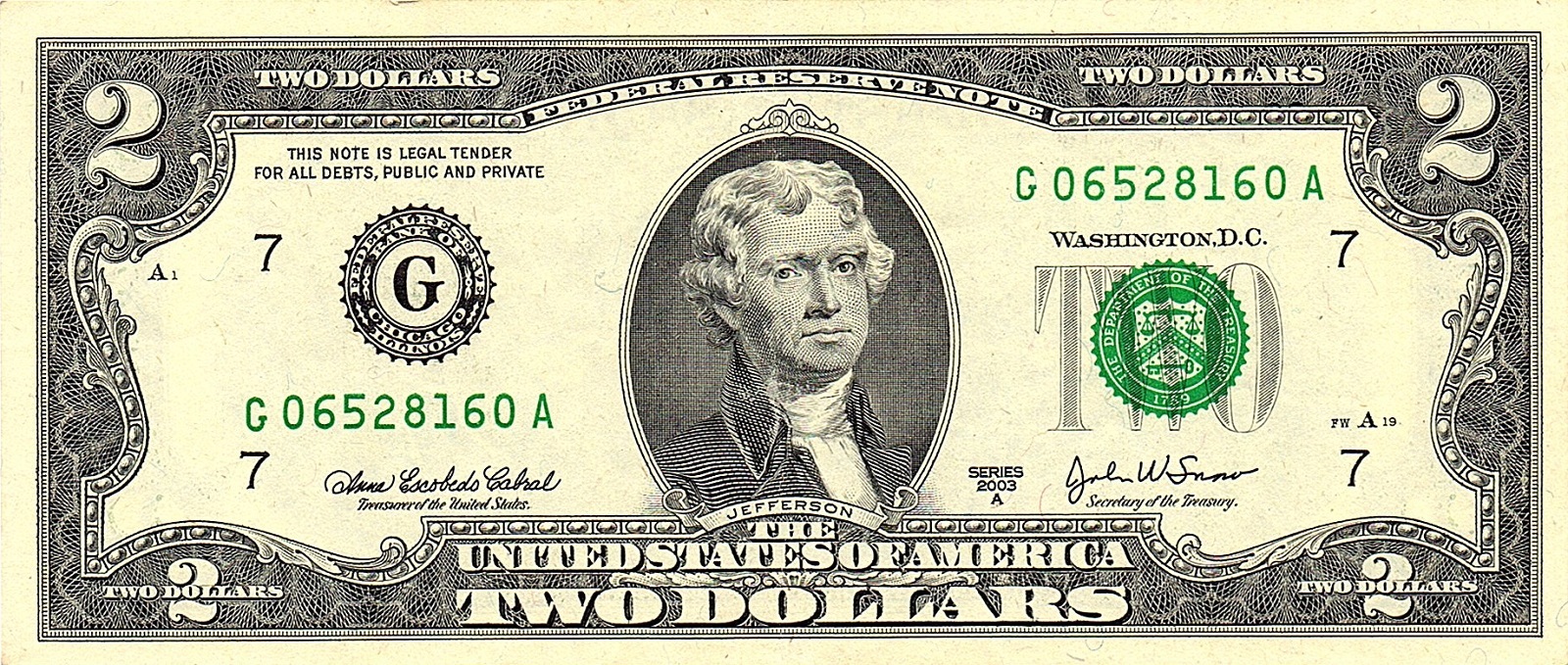 2 Доллара Джефферсон. 2 Долларовая купюра. Банкнота 2 доллара США. Два доллара США банкноты США.
