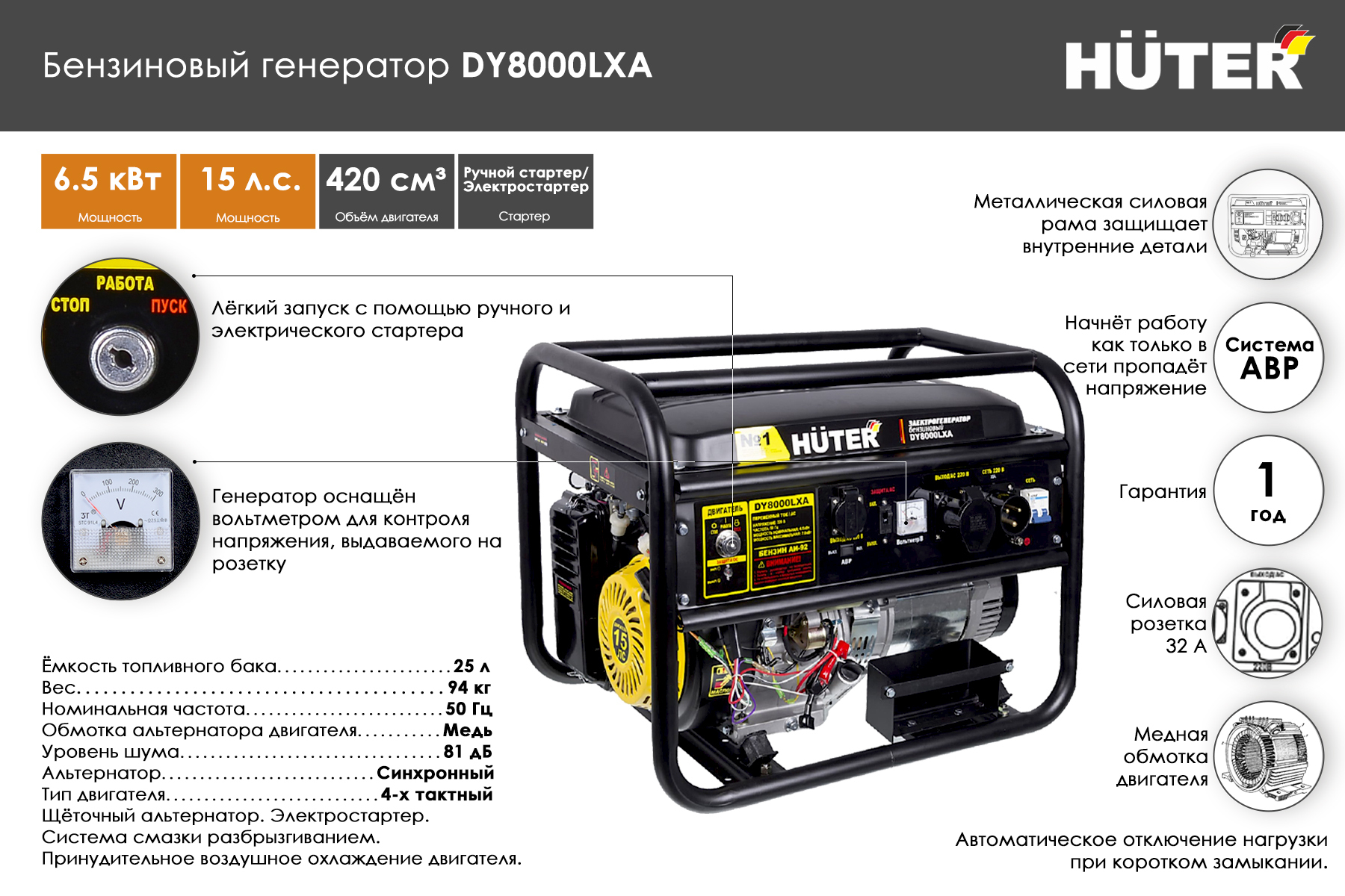 Купить Генератор Хутер 6500