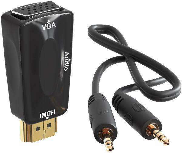 АдаптерпереходниксконвертеромGSMINA21HDMI-VGA+Audio(Черный)