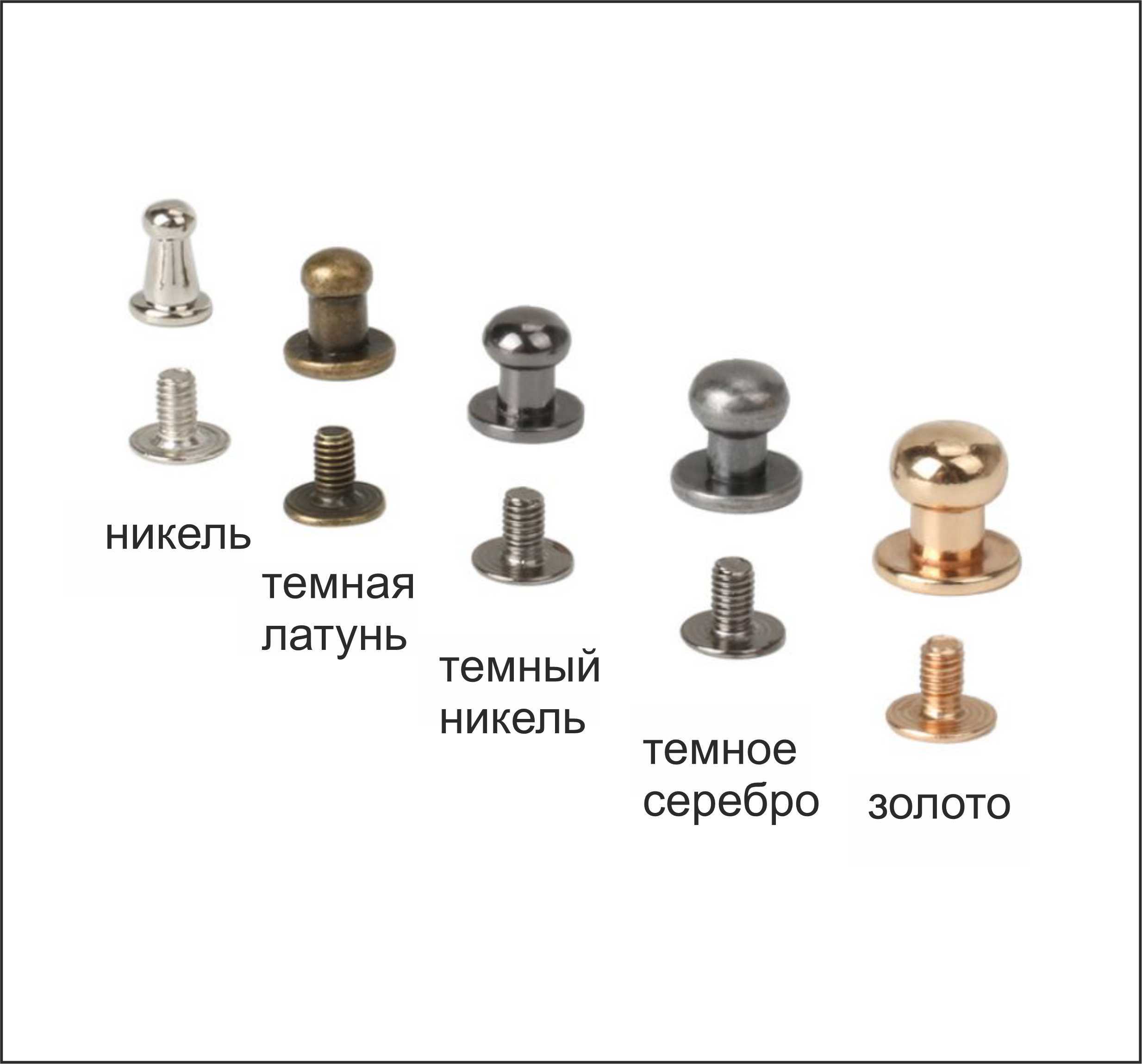 Винт кобурный 6мм цвет:никель 10 штук 