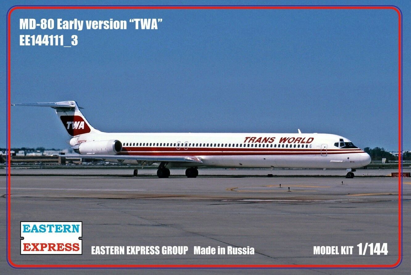 Сборная модель Восточный Экспресс ЕЕ144111_3 Авиалайнер MD 80 ранний TWA (Limited Edision) Масштаб 1/144