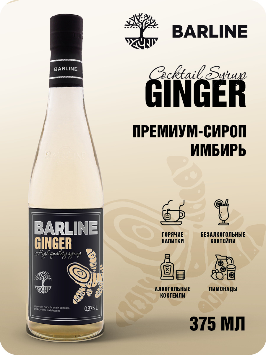 Сироп Barline Имбирь (Ginger), 375 мл, для кофе, чая, коктейлей и десертов,  стеклянная бутылка, Барлайн - купить с доставкой по выгодным ценам в  интернет-магазине OZON (272198859)