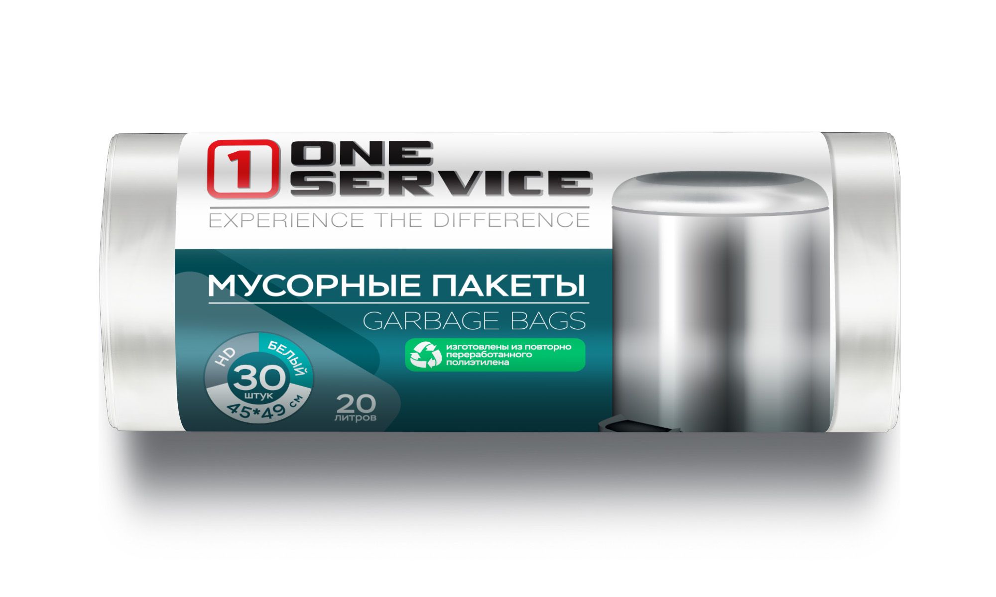 Мешки для мусора / пакеты для мусора ONE service 45*49 см 20л/30шт белые