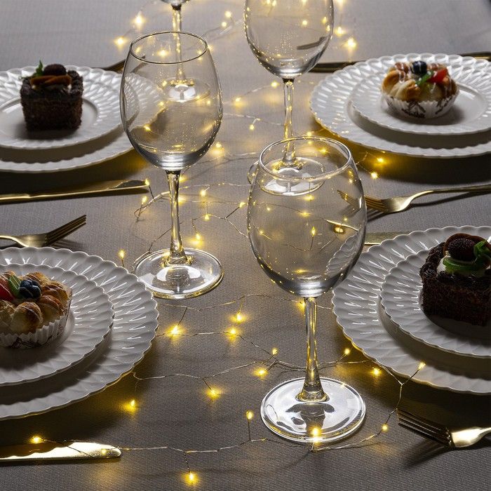 Гирлянда новогодняя Нить Роса, 5 метров, свечение Тёплый белый