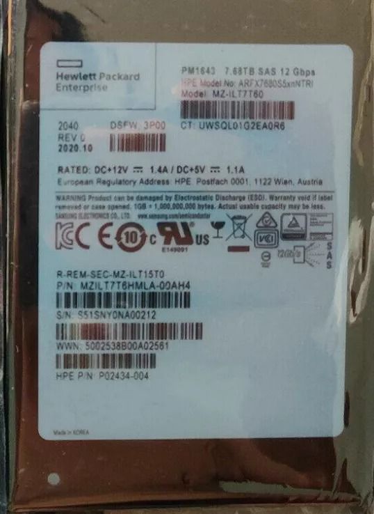 7 68 6. 7.68TB SSD. Твердотельный накопитель Samsung pm1643а 1.92ТБ SAS. P21124-004 HPE 7.68TB.