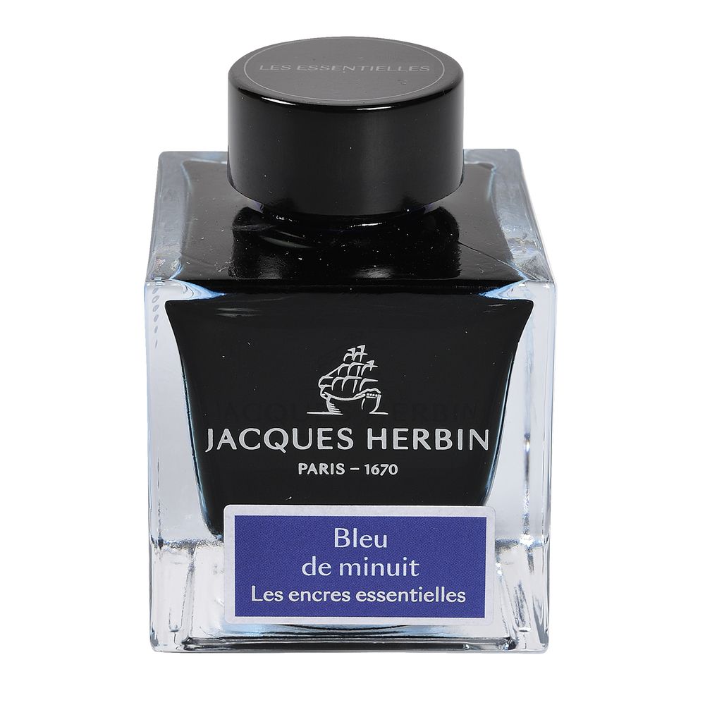 Чернила в банке Herbin Prestige, 50 мл, Bleu de minuit Полуночный синий