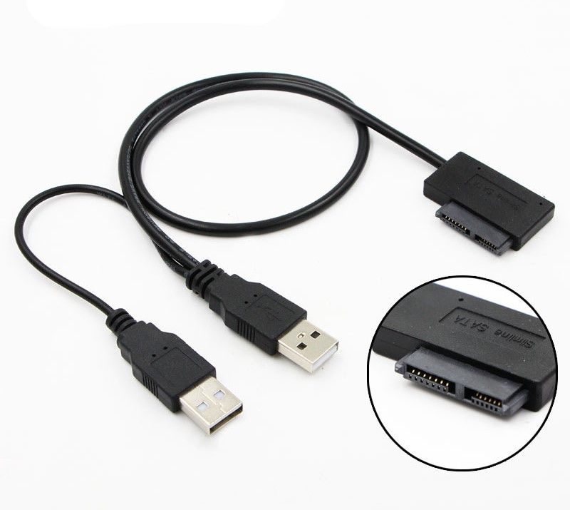 Кабель - переходник SATA  (6 + 7 pin) на USB для подключения оптического привода дисковода CD / DVD ROM