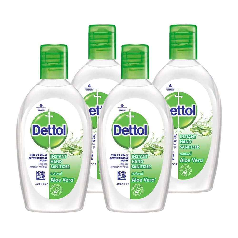 Dettol Гель для рук антибактериальный с алоэ, санитайзер антисептический, 50 мл, 4 шт.