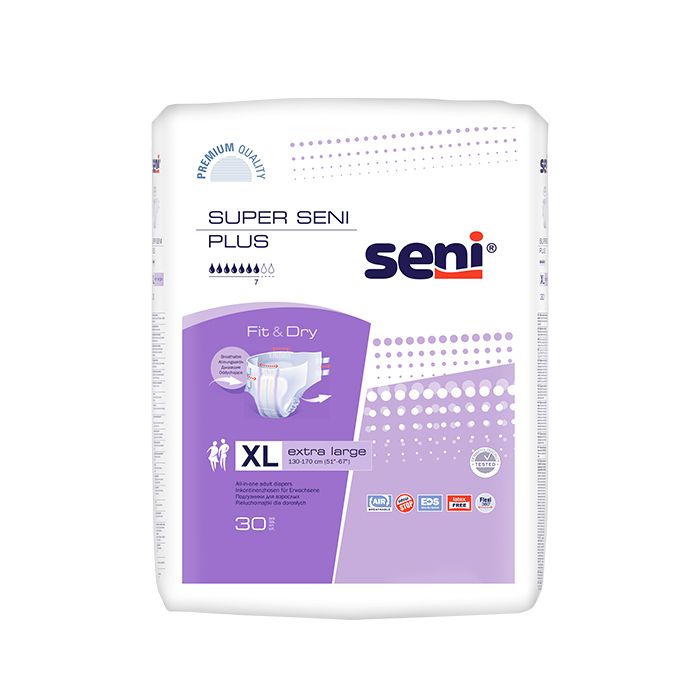 Подгузники для взрослых Super Seni Plus Extra Large (№4), объем талии 130-170 см, 30 шт.