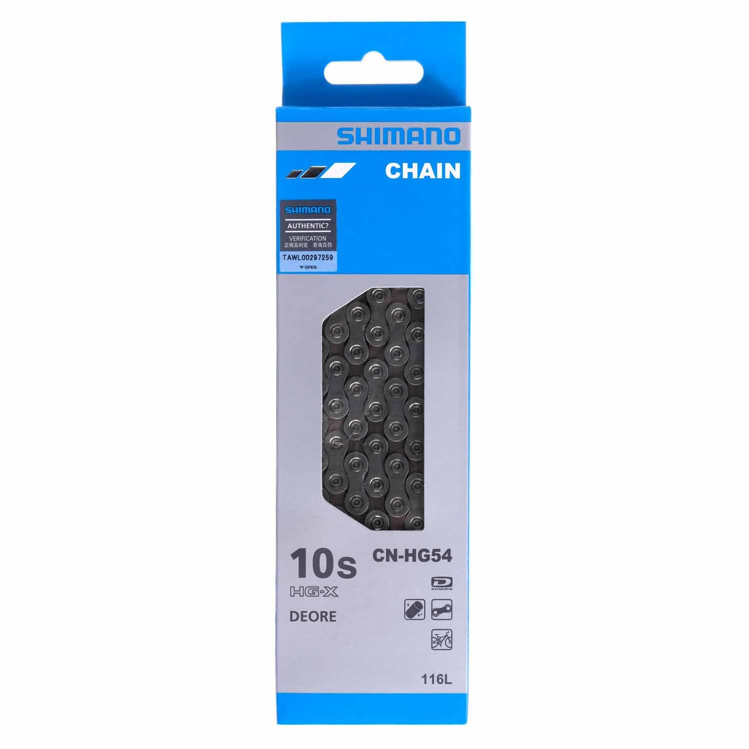 Цепь 10-скоростей Shimano CN-HG54 10s 116L ICNHG54116I коробка AM