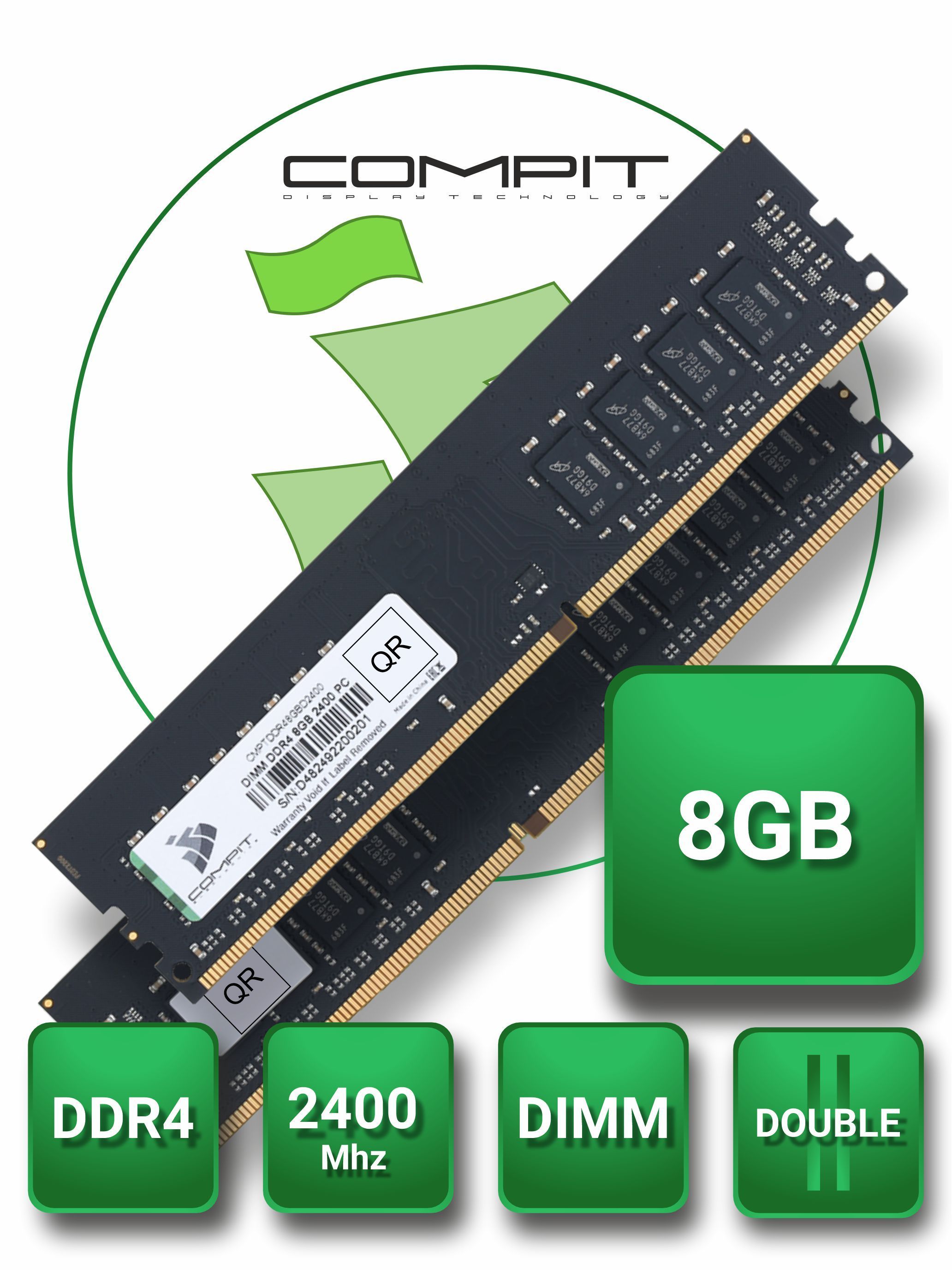 Compit Оперативная память Оперативная память Compit CMPTDDR48GBD2400-2 (8GB х 2 шт) DDR4 8Gb 2400MHz 2x8 ГБ (CMPTDDR48GBD2400-2)